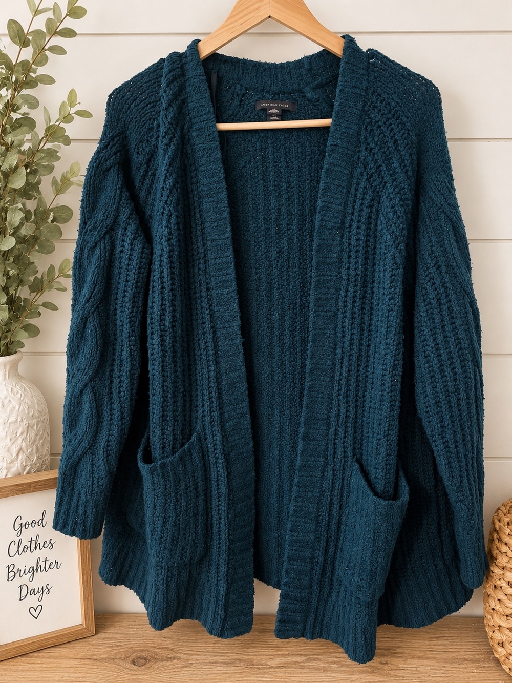 American Eagle Teal Chunky Knit Sweater XS/S | Cozy Fall Pullover